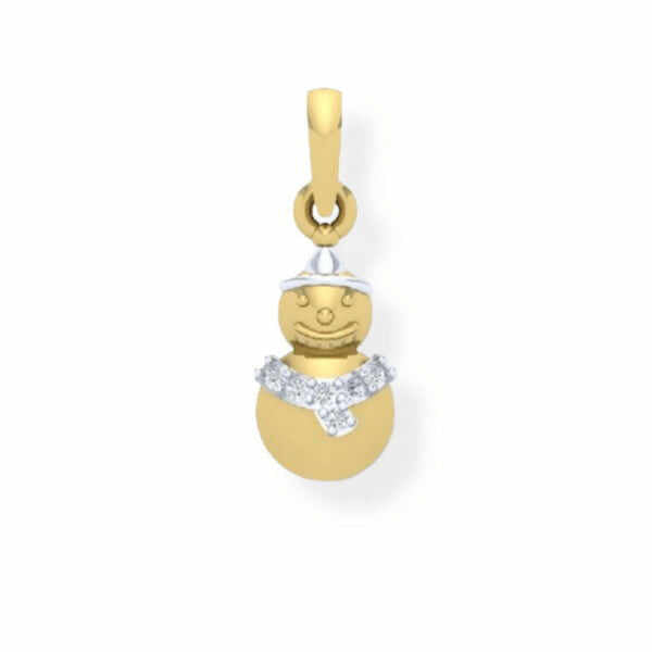 14K Solid Gold Kids Snowman Pendant Triple C Diamond's