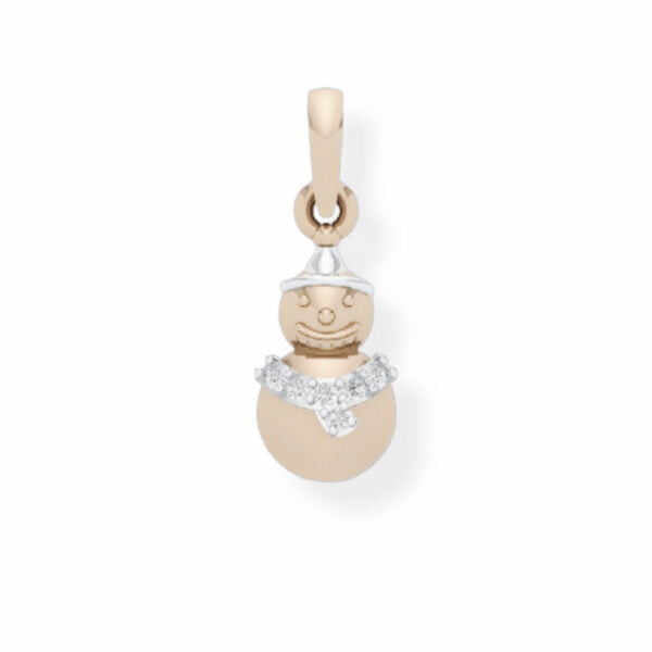 14K Solid Gold Kids Snowman Pendant Triple C Diamond's