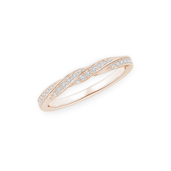 14K Solid Gold Twisted Half Line Diamond Ring Band Triple C Diamond's
