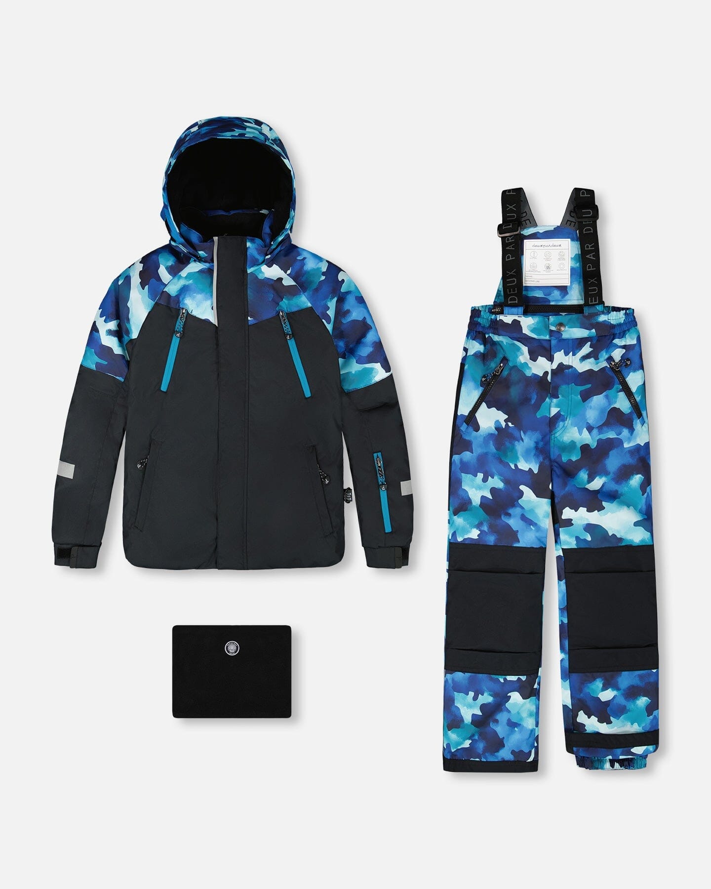 Two-Piece Play Snowsuit Teal Blue Camouflage Deux par Deux