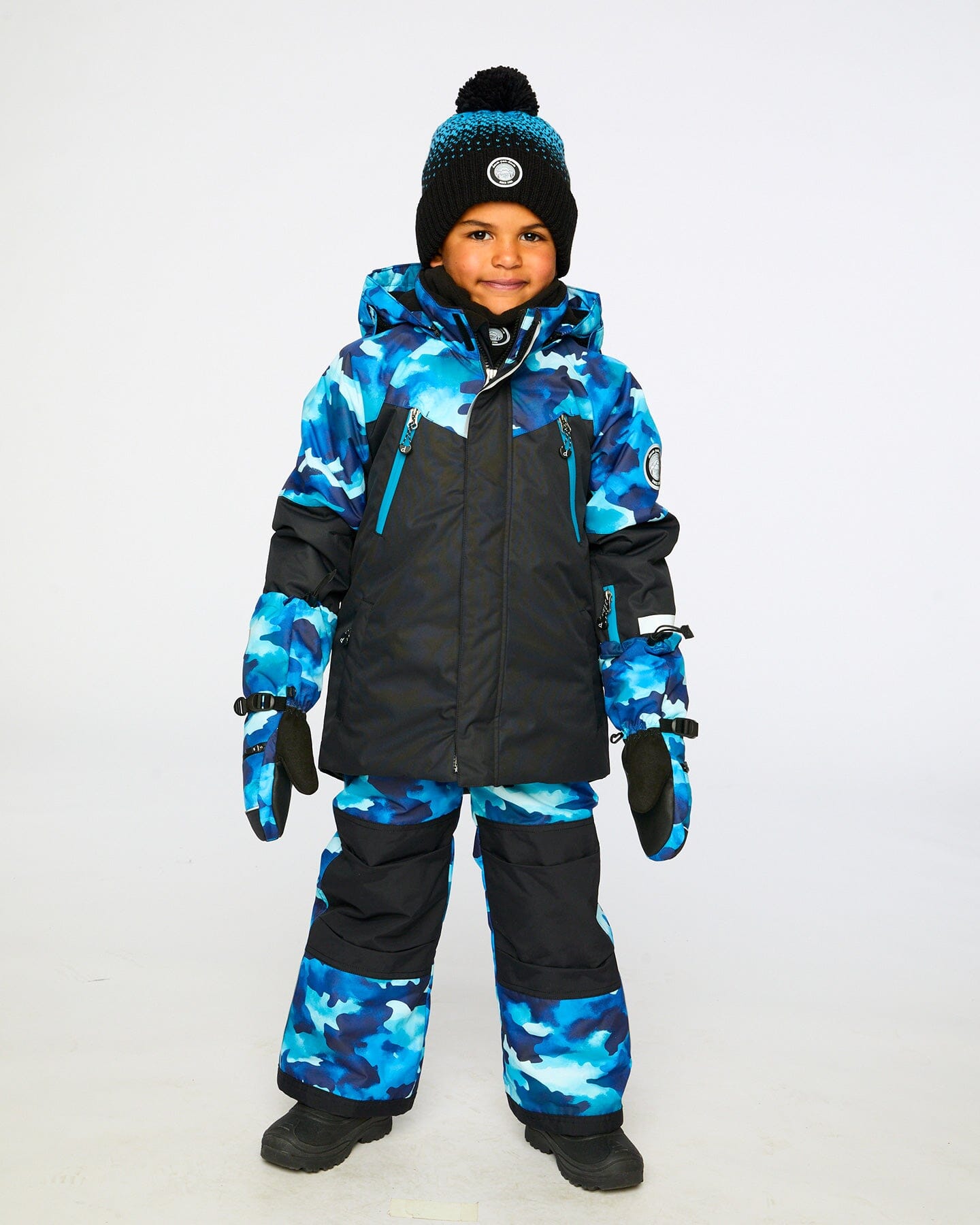 Two-Piece Play Snowsuit Teal Blue Camouflage Deux par Deux