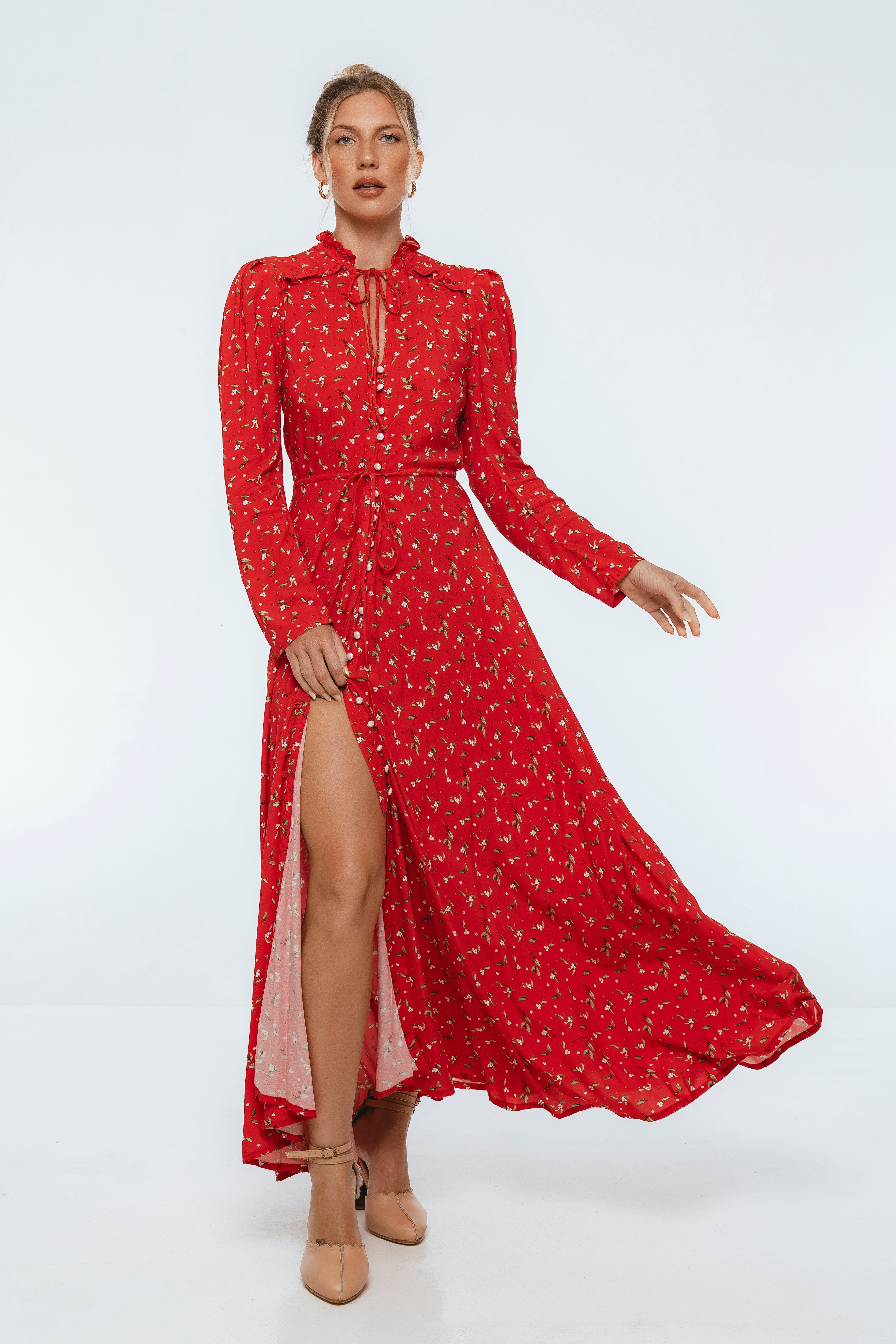 Poeme Long Sleeve Maxi Dress ELF