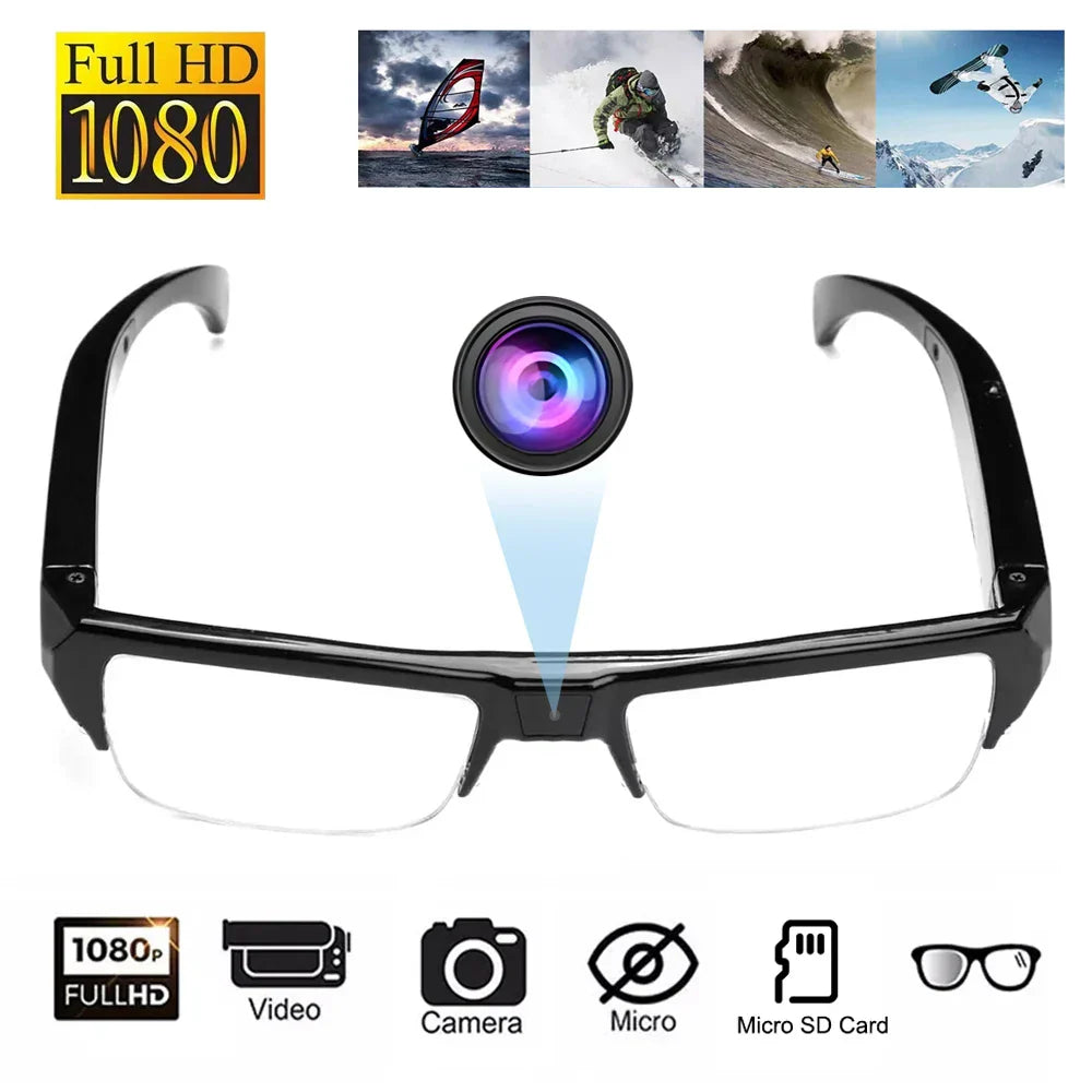 1080P HD Mini Camera Glasses Wearable DVR Video Recorder Black OBA