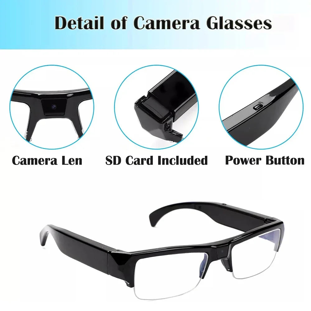 1080P HD Mini Camera Glasses Wearable DVR Video Recorder Black OBA