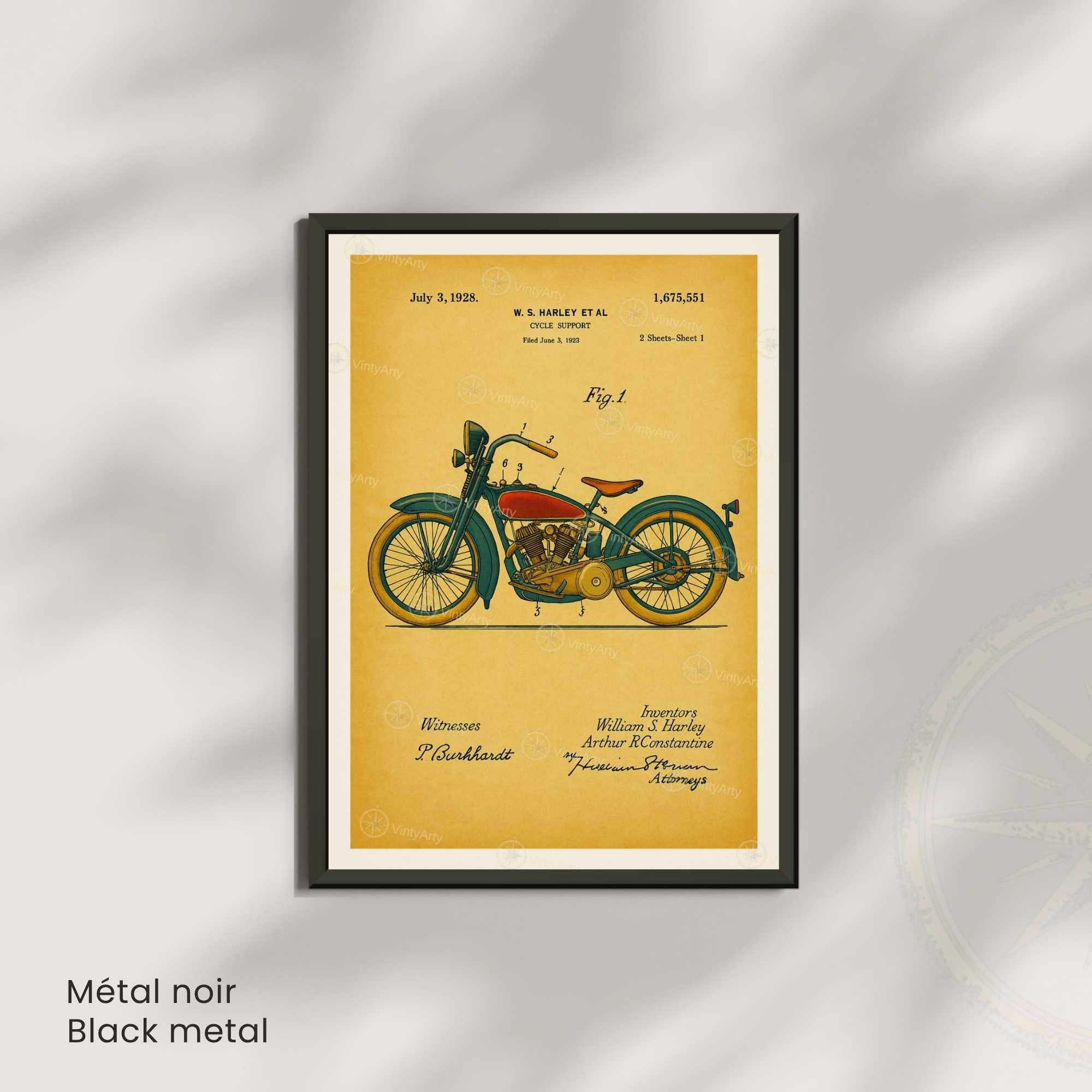 Affiche Brevet Moto Vintage – Poster Technique 1928 | Décoration Industrielle & Mécanique Rétro VintyArty