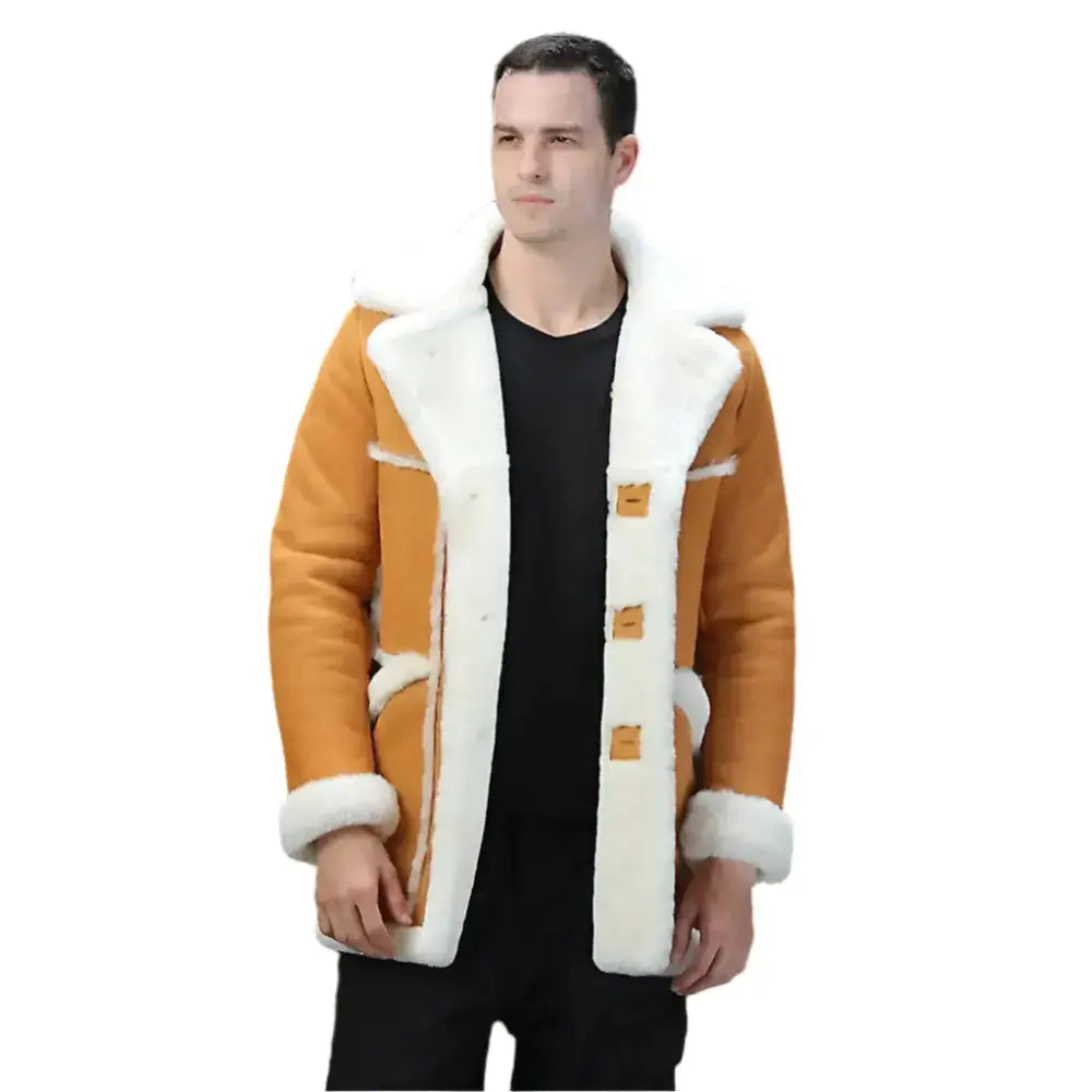 Men's Yellow Shearling B-7 Military Coat Riders Republic UK